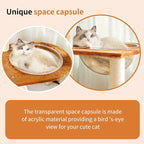 Modern Cat Tree Tower,Hand-Woven Ma Teng cat nest, Sisal-Covered Scratching Posts for Indoor Cats, Multi-Level Cat Condo with Space Capsule Nest, Tall Cat Tree for Multiple Large Cats