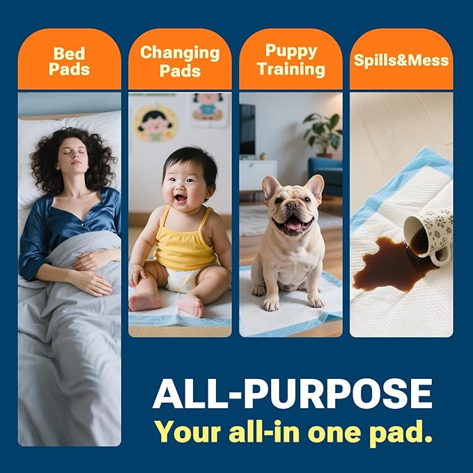 30" x 36" 100 Count Super Absorbency Disposable Bed Pads for Adults, Leakproof Quick Drying Underpads for Adults Baby Puppy, Incontinence Pads, Puppy Pad Dog Training Pee Pads