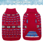 BINGPET Dog Sweaters for Small Dogs,Winter Dog Sweater Warm Clothes Boys Girls with Leash Hole,Classic Snowflake Doggy Knitwear Clothes,Ideal Gift for Pet in New Year(Red, Small)