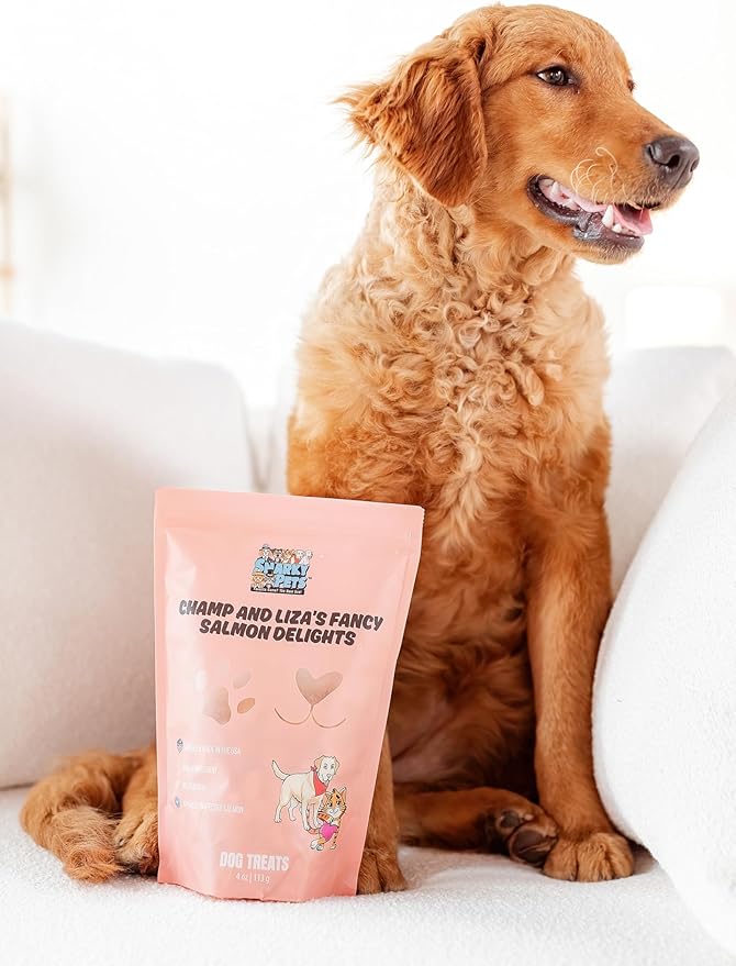 Champ and Liza’s Fancy Salmon Delights – Freeze-Dried Wild-Caught Salmon Treats for Dogs & Cats – USDC-Inspected, Grain-Free, No Preservatives, Omega-3 Rich, Natural Snacks – 4 oz