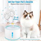 12 Pack Cat Water Fountain Filter, 8 Pcs Cat Fountain Filters Replacement & 4 Pcs Pre-Filter Sponges for 81oz / 2.4L Round Automatic Pet Water Fountain Dog Dispenser, 3-Filtration System