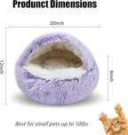 Calming Dog Beds & Cat Cave Bed with Hooded Cover,Washable Round Beds for Small Medium Pets,Anti-Slip Faux Fur Fluffy Coved Bed,Comfortable Warming Pet Bed(20 * 20inch,Purple)