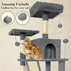 70" Cat Tree Tower for Indoor Cats, Multi-Level Cat Tower Condo with Sisal Scratching Post (Dark Gray)