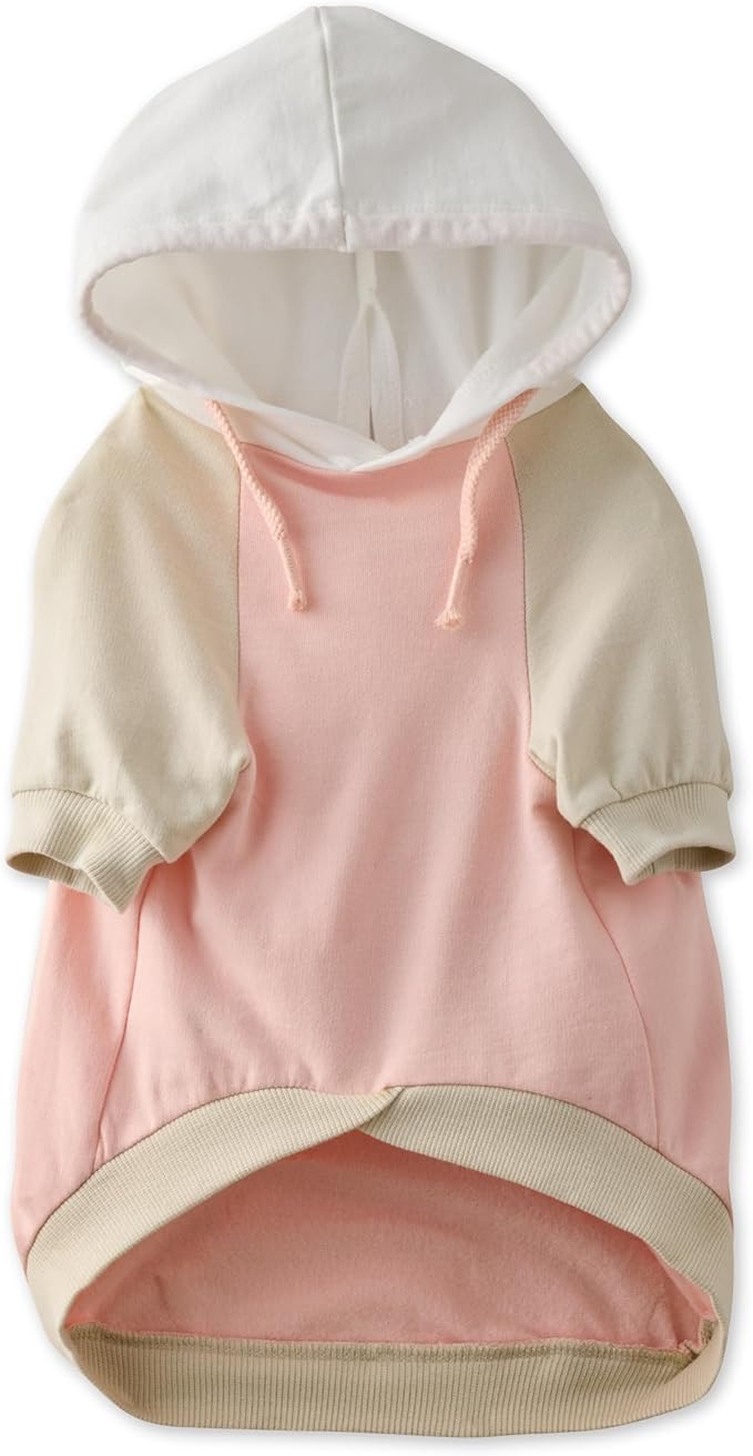 Rocky – The Orginal Lightweight Hooded TEE 100% Organic Cotton Dog Hoodie Pet Coat Sweater for Small, Medium, Large Dogs, Pink Color Block, Medium
