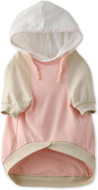 Rocky – The Orginal Lightweight Hooded TEE 100% Organic Cotton Dog Hoodie Pet Coat Sweater for Small, Medium, Large Dogs, Pink Color Block, Small