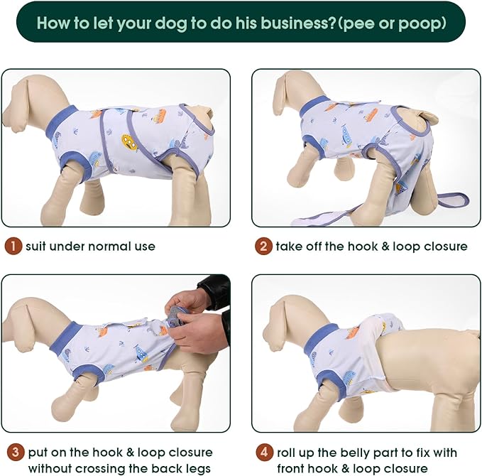 Kuoser Recovery Suit for Dogs Cats After Surgery, Professional Pet Recovery Shirt Dog Abdominal Wounds Bandages, Substitute E-Collar & Cone,Prevent Licking Dog Onesies Pet Surgery Recovery Suit