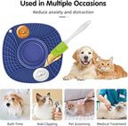 Lick Mat for Small Dogs and Cats with Suction Cups, Silicone Slow Feeder Lick Pad with Collapsible Bowl for Anxiety Relief, Pet Puzzle Treat Mat for Bathing Grooming Trimming (Purple)