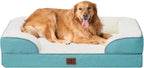 EHEYCIGA Orthopedic Dog Beds for Extra Large Dogs, Waterproof Memory Foam XL Pet Bed with Sides, Non-Slip Bottom and Egg-Crate Foam Big Dog Couch Bed with Washable Removable Cover, Turquoise Blue
