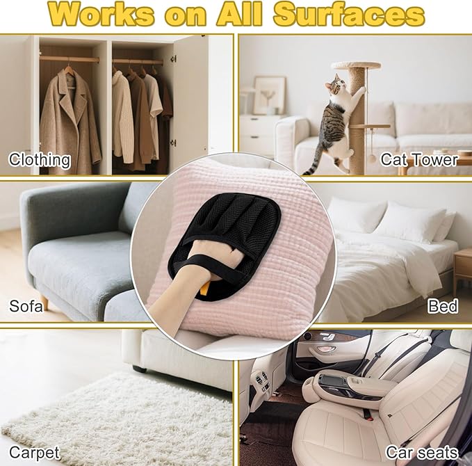 2 PCS 2025 Upgraded Five-Finger Pet Hair Remover Electrostatic Gloves, Pet Hair Removal Glove for Dog Cat Grooming, Durable Dogs Cats Hair Removal Tool for Furniture Car Couch Carpet Clothes