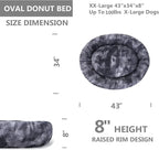 Coohom Oval Calming Donut Cuddler Dog Bed,Shag Faux Fur Cat Bed Washable Round Pillow Pet Bed(30"/36") for Small Medium Dogs (XXL(43"x34"x8"), Grey2021)