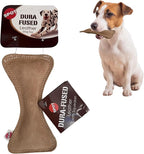 SPOT Dura-Fused Leather Small Bone Dog Toy – Durable Chew Toy with Real Leather & Jute, Squeaker, and Double-Stitched Seams for Moderate Chewers, Small & Medium Dogs, 7in