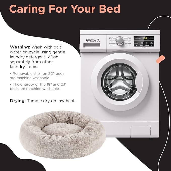 Best Friends by Sheri SnuggleSoft Faux Fur Calming Donut Bed for Dogs, Brown, Medium, 30" x 30"