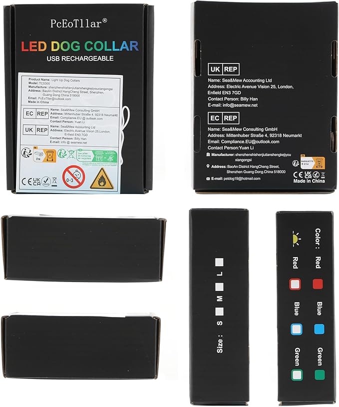 PcEoTllar Light up Dog Collars Rechargeable, LED Dog Collar Night Walking, Waterproof Flashing Glow in The Dark Dog Collars, Adjustable Dog Lights for Large Small Medium Dogs Green-s