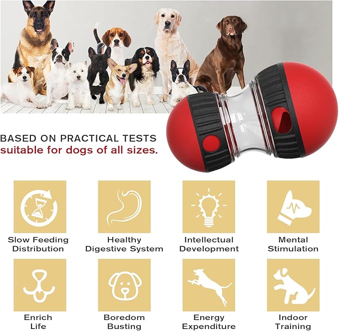 Dog Treat Dispensing Toys Indestructible Food Ball Adjustable Interactive Enrichment Toy for Small Large Dog to Keep Them Busy Stimulating IQ Training Puppy Slow Feeder for Bordom Indoor Gift