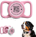 Waterproof AirTag Dog Collar Holder for Apple Tracker QR Code Case Pink