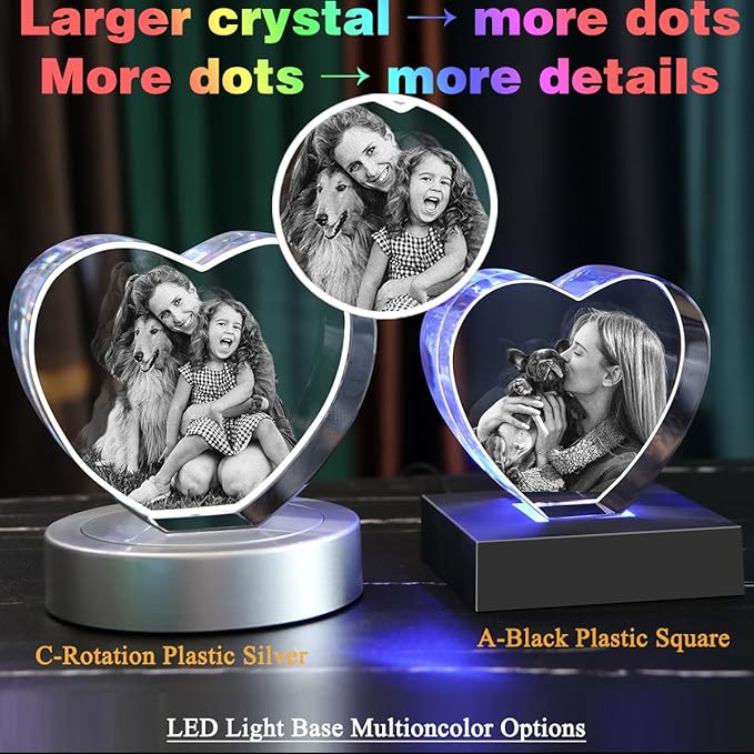 Personalized Pet Memorial Gifts, Custom Pet 3D Crystal Photo,3D Engraved Crystal Keepsake Gift Décor Dogs Or Cats Horse Birds, Customized Dog Memorial Gifts