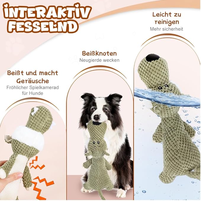 Indestructible Dog Toys,2025 New Dogs Plush Toy for Aggressive Chewers,Squeaky Durable Chew Toy for Indoor Pups Teething, Stuffed Toys for Small Medium Large Animals (A-Grey+Green)