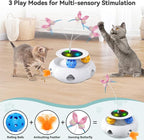 3in1 Interactive Cat Toys Moving Ambush Feather, Spinning Butterfly, Track Balls, Rechargeable Automatic Activated Kitten Toys for Indoor Cats, Cat Feather Toy for All Breeds