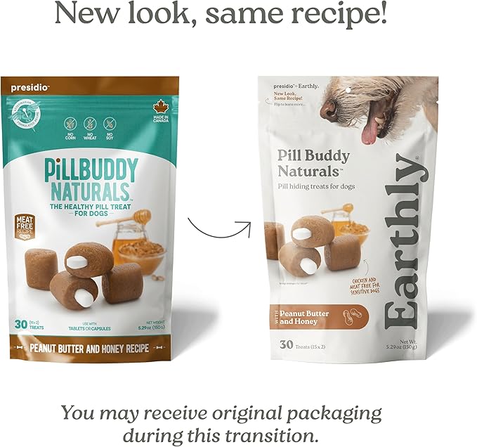Presidio Pill Buddy Naturals - Honey Recipe Pill Hiding Treats for Dogs - Make A Perfect Pill Concealing Pocket Or Pouch for Any Size Medication - 30 Servings