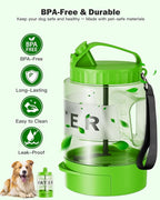 Dog Water Bottle Travel Bowl - 77oz Large Portable Dog Water Bowls Dispenser for Camping Essentials Hiking Traveling Beach Car Park Accessories, Leak Proof Pet Drinking Bottle Dispenser, Green
