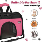 Zavothy Collapsible TSA Approved Pet Carrier for Cats & Dogs (Up to 15 Lbs, 16.54"x11.42"x9.84") – Soft-Sided Airline Travel Carrier, Pink