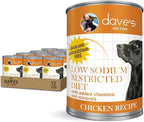 Dave's Pet Food Restricted Sodium Diet for Dogs, Chicken Pate Recipe, 13.2 oz Canned Dog Food, Case of 12