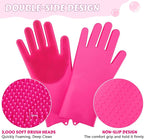 Pecute Pet Grooming Gloves - Heat Resistant Silicone Gloves with High-Density Teeth and Enhanced Five Finger Design for Bathing and Massaging Dogs and Cats (Pink)