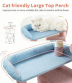 Made4Pets Cat Tree Tower 56" Cat Tower for Indoor Cats Kitten Tree Multi-Level Cat Tree with 2 Condo Furniture Activity Center with Scratching Posts Funny Toys (Pink Flower Blue)