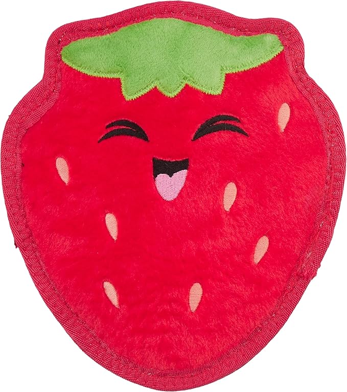 Outward Hound Tough Skinz Durable Squeaky Dog Toy with Two Tough Layers, Strawberry, Red, Medium