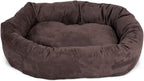 Majestic Pet 52 Inch Suede Calming Dog Bed Washable 52x35x11 (Inch) – Cozy Soft Round Donut Dog Bed with Spine Support for Dogs to Rest their Head - Round Pet Bed X- Large – Chocolate
