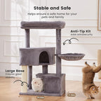 Gardner Pet 41" Tall Cat Tree for Large Cats, Heavy Duty Cat Tower with 3.2in Posts & Washable Top Perches, Space-Saving Cat Furniture with Replaceable Natural Sisal for Apartments, Easy to Assembly