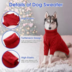 ASENKU Extra-Large Dog Sweater, Dog Sweaters for Extra Large Dogs, Pet Sweatshirt Apparel Turtleneck Pullover Winter for Doberman, Great Dane (Red, 3XL)