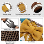 Puppytie No Pull Small Dog Harness with Multifunction Dog Leash,Lightweight Soft Adjustable No Choke Escape Proof Pet Harness Vest Pet Harness Vest,Suede Bow Yellow,S