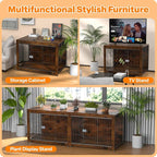 Dog Crate Furniture, Wooden Dog Crate 43in, Decorative Cage with End Table for Dog Indoor Kennel, High Anxiety Dog, Escape-Proof Locks for All Breeds