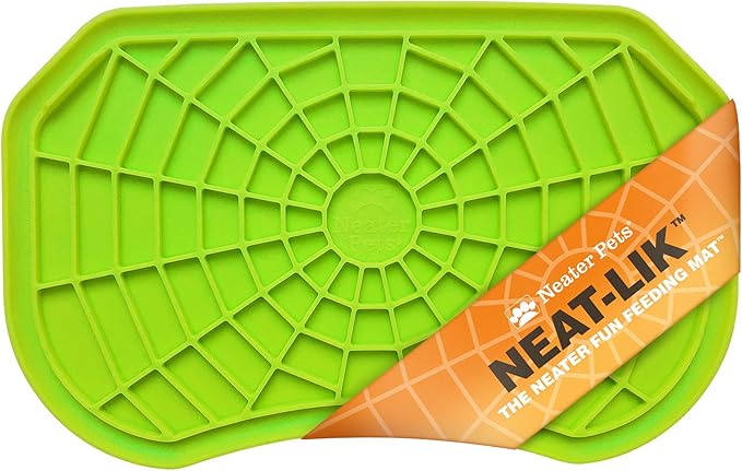 Neater Pets - Neat-LIK - Slow Feeding Pad for Dogs & Cats - Puzzle Toys Provide Boredom & Anxiety Relief - Fill Licking Pad with Healthy Treats & Food (Green)