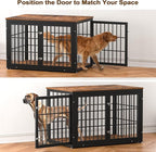 48 Inch Rustic Heavy Duty Dog Crate Furniture for Extra Large Dogs, Decorative Pet House End Table, Wooden Cage Kennel Furniture Indoor, Black and Brown