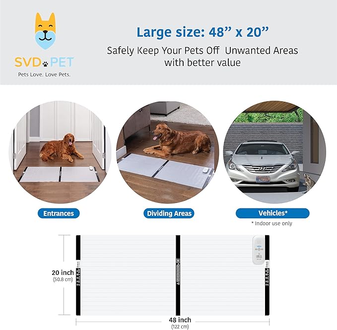 SVD.PET Pet Training Mat with Tester, Large 48" X 20", Dogs & Cats Shock Pad, Electronic Repellent scat mat for Indoor, 3 Training Modes, 5 Adjustable Levels, Pet Safe Auto Power Off