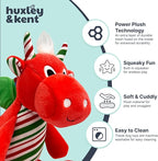 Huxley & Kent Funny Dog Toy w/Squeaker – Holiday Power Plush Squeaky Dog Toys for Small, Medium & Large Dogs – Soft Stuffed Animal for Indoor Play & Fetch - Snowball Dragon, Small