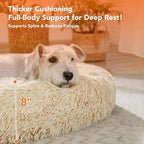 Deconovo Calming Donut Dog Bed, Washable Plush Round Pet Bed for Small Dogs & Cats with Raised Rim, Non-Slip Base and Soft Faux Fur—Lightweight, Easy-Care Design Beige 37" L x 37" W x 8" Th