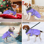 Dogcheer Dog Coat, Christmas Dog Jacket Waterproof Puppy Winter Coat for Cold Weather, Reflective Pet Snow Jacket Warm Turtleneck Fleece Sweater for Small Medium Large Dogs - Taro Purple, L