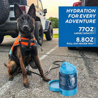 Dog Water Bowl Dispenser 77oz, Large Pet Dog Water Bottle Portable with Pull-Out Travel Water Bowl for Dogs, Portable Water Bowl for Dogs on The Go, Camping Essentials Hiking Traveling Accessories