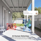 1080p Security Camera Wireless with Solar Panel, 2.4G WiFi Only, AI Human Detection, 2-Way Audio, Color Night Vision, Indoor/Outdoor Surveillance Bullet Cam, Cloud Storage (Sold Separately)