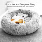 Dog Bed, Cat Calming Bed, Faux Fur Pillow Pet Donut Cuddler Round Plush Bed for Large Medium Small Dogs and Cats