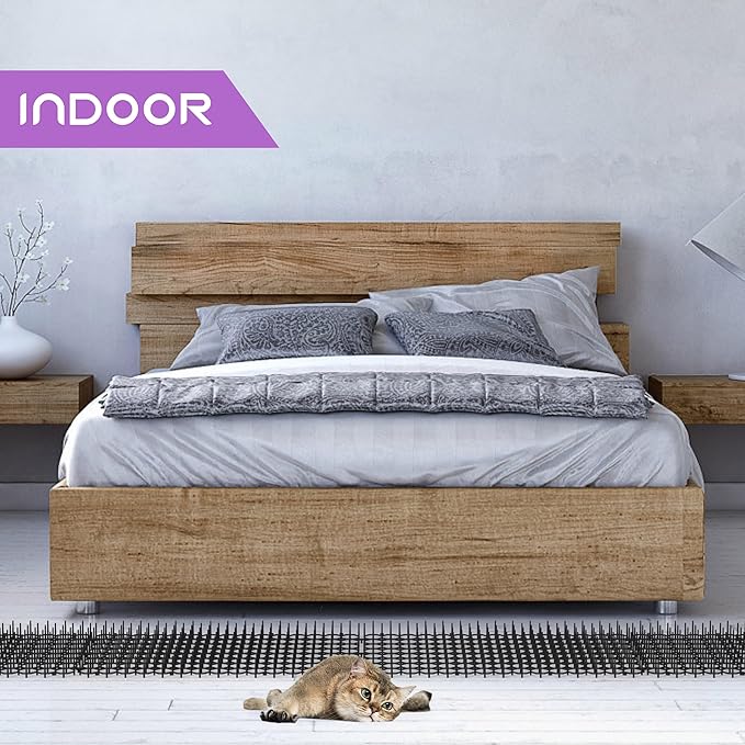 16 x 8 Inch Scat Mat for Cats, 12 Pack Scat Mat with Spikes Outdoor, Cat Deterrent with Strips Digging Stopper Cat Spike to Keep Other Animals Away from Furniture, Plants