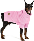 cyeollo Dog Sweater Knitwear Turtleneck Soft Knitwear Pullover Sweaters with Leash Hole Warm Dog Clothes for Medium Dogs,Pink, XXL
