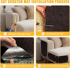Cat Scratch Mat,118.5"x17.4" Trimmable Self-Adhesive Cat Scratch Furniture Protector, Sticky Cat Scratcher Wall Mat, Covering Cats Tower, Couch Protector from Cats Claws (Brown)