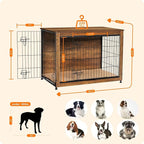DWANTON Dog Crate Furniture with Cushion, Wooden Kennel Table with Double Doors, Indoor Dog House, Large Size, 38.5" L, Warm Brown