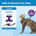Voyager Escape-Proof Step-in Lock Cat Harness & 5ft Neoprene-Handle Leash Set All-Weather Mesh with Reflective Stitching for Small to Large Cats by Best Pet Supplies, Black Trim-Purple (327), S