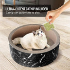 Cat Scratcher Post & Board, Round Cat Scratching Lounge Bed, Durable Pad Prevents Furniture Damage, 17.32'' x 17.32''x 6.11'', Black