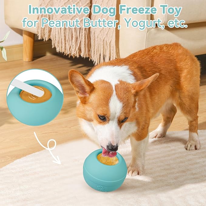 Long-Lasting Interactive Dog Lick Toy, Stuffable Dog Enrichment to Keep Dogs Busy, Wobbly Treat Dispensing Freezable Licking Toys, Food-Grade Safe (Teal Blue,M)